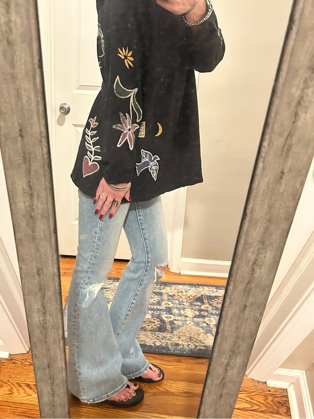 ❌SOLD❌NWT We The Free Never Leaf Me Embroidered Tee In Black Combo - Picture 13 of 16